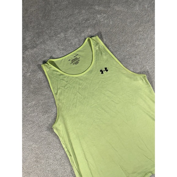Under Armor HeatGear Tech Tank Top Mens Large Neon Green Solid Sleeveless UA - Picture 1 of 10